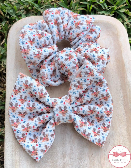 Reindeer games scrunchie and bow