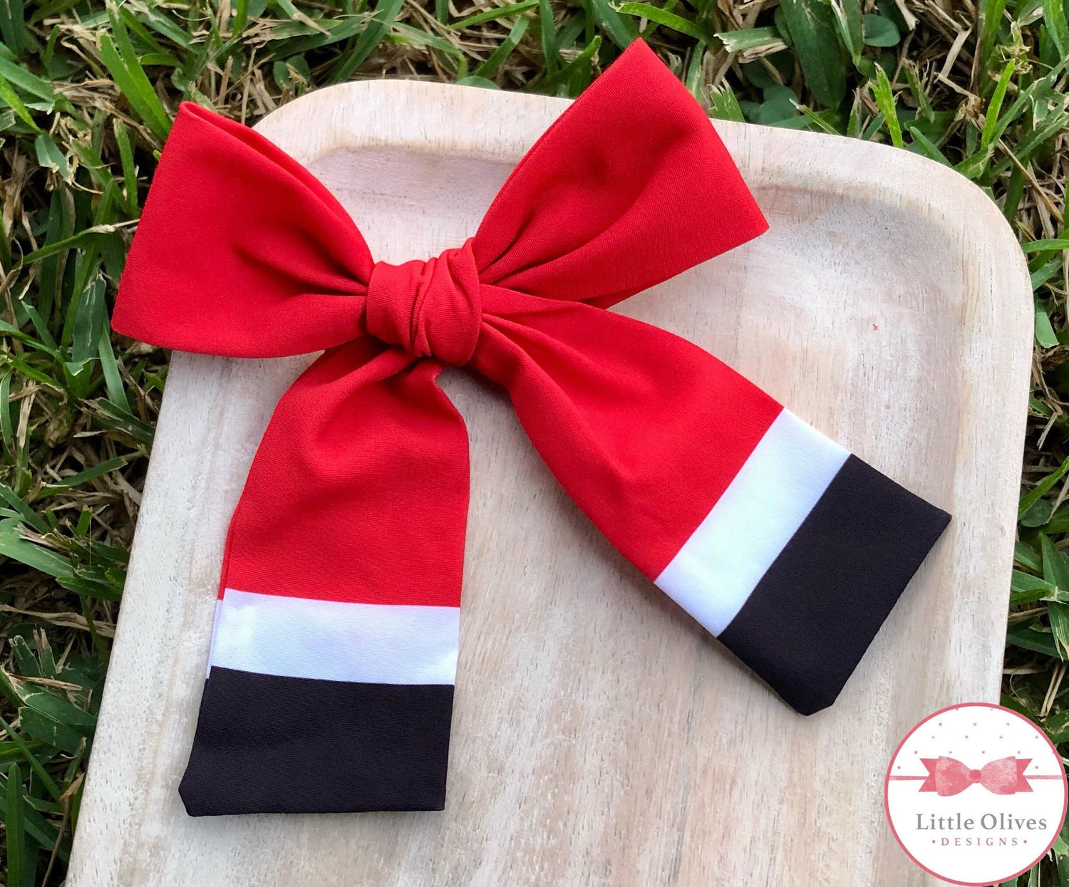 Santa themed hand tied bow