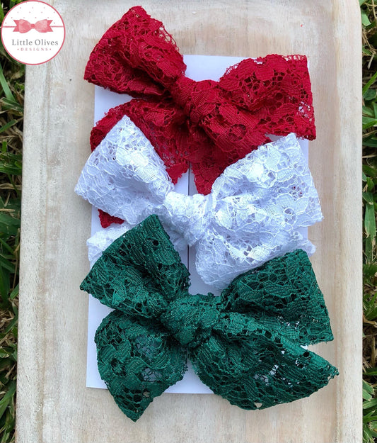 Christmas lace bow set
