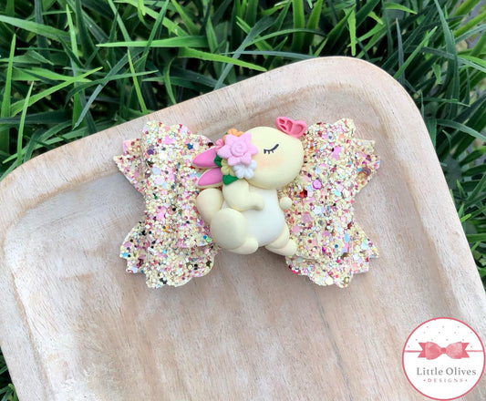 Butterfly bunny clay bow - Easter bunny clay bow