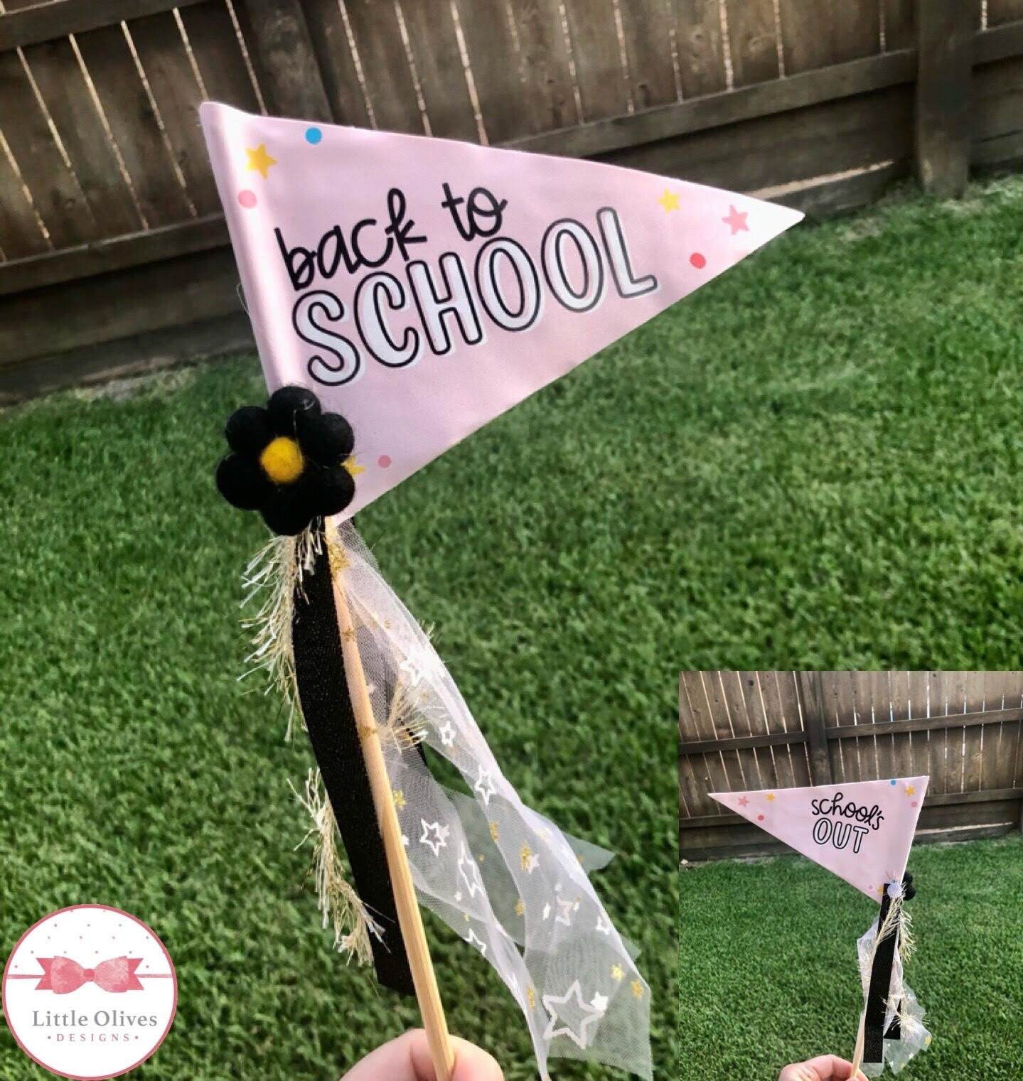 Back to school pink pennant