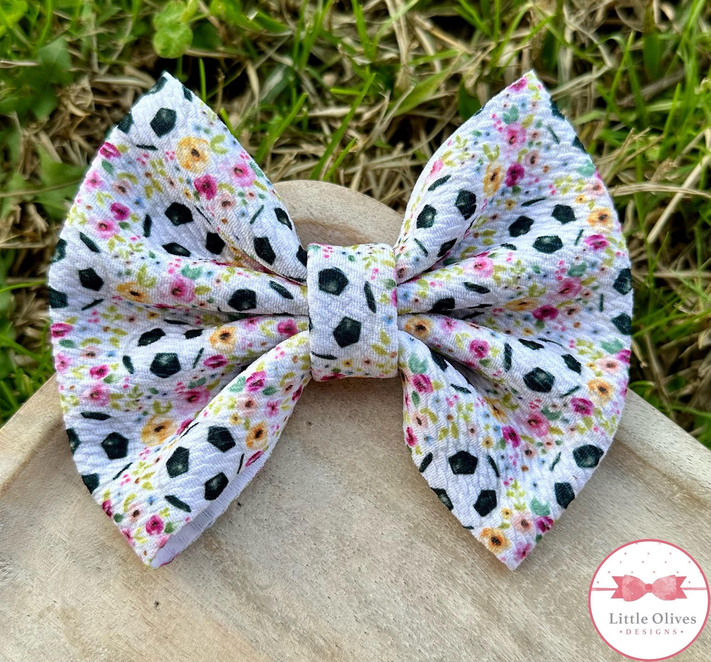 Floral Soccer bow or scrunchie