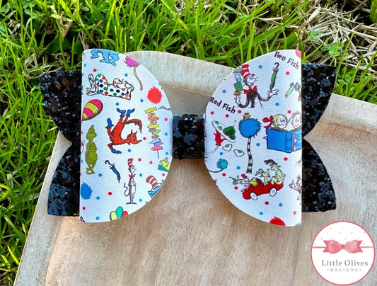 Book collection characters bow