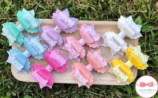 Confetti Glitter scalloped Emily bow