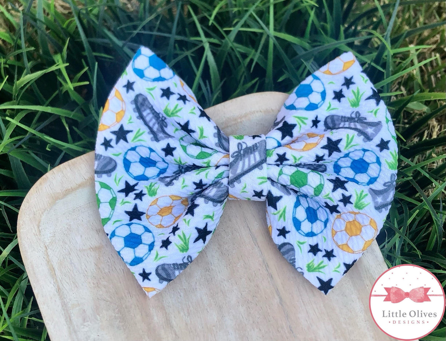 Soccer & cleats bow - green