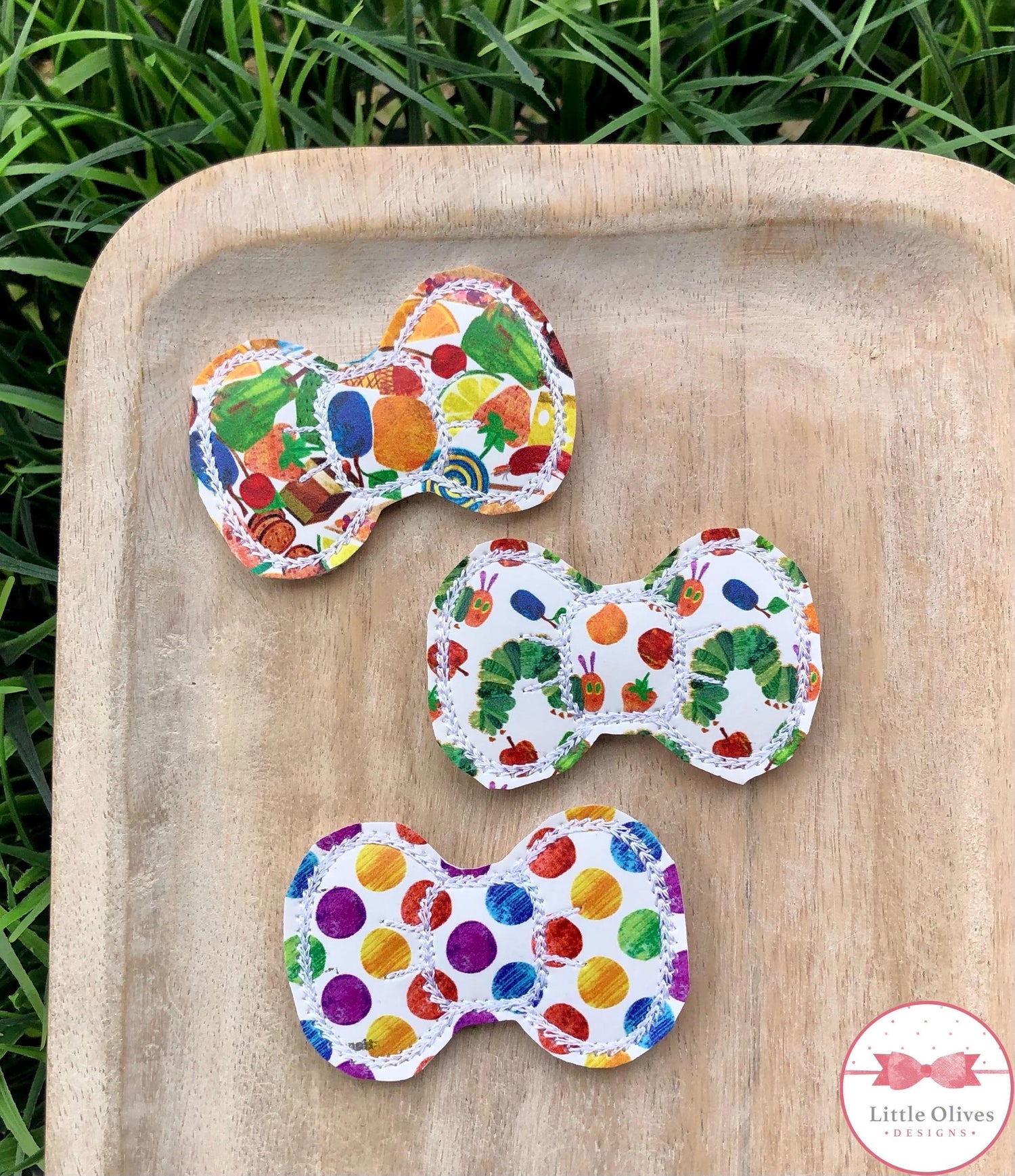 Hungry bug bow felt clips