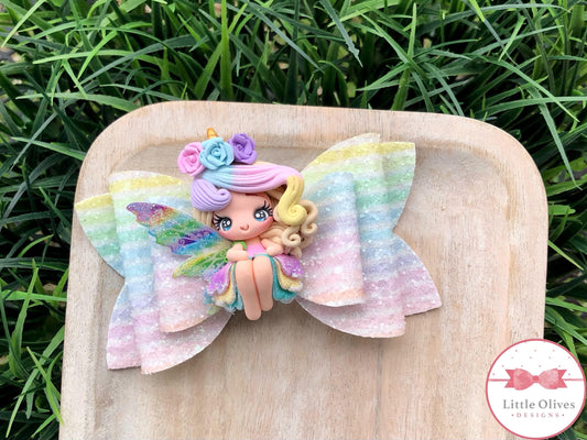 Unicorn fairy clay bow