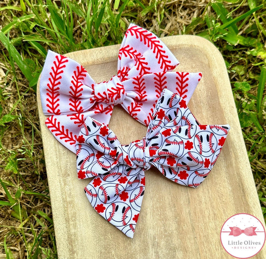 Baseball small hand tied bow