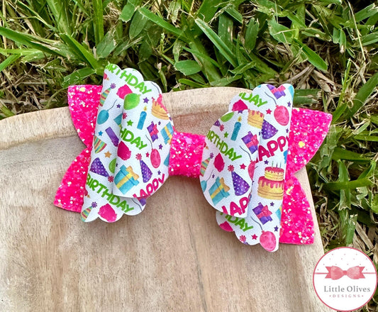 Pink birthday bow