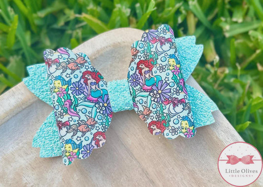 Red hair mermaid and friends bow