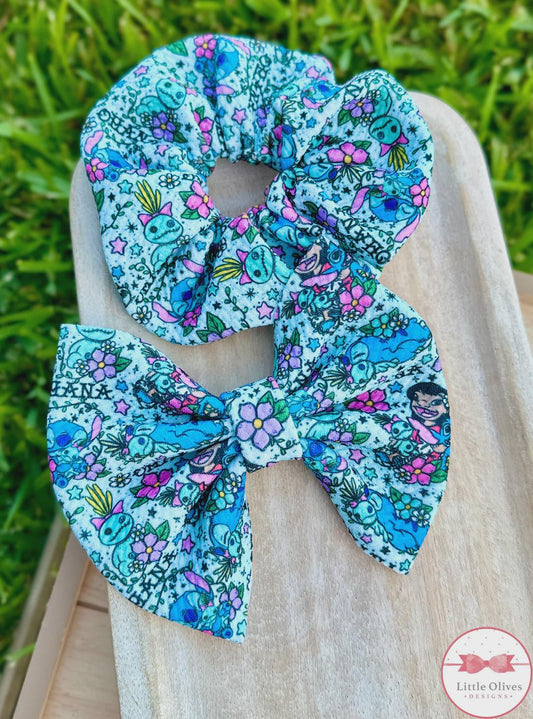 Ohana tile bow or scrunchie