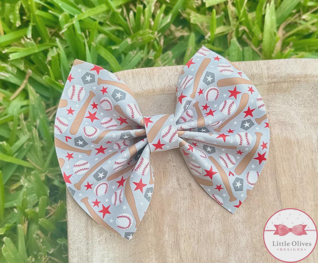 Grey baseball pinch bow