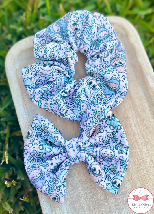 CUTE AND SCARY DOLLS BOW OR SCRUNCHIE