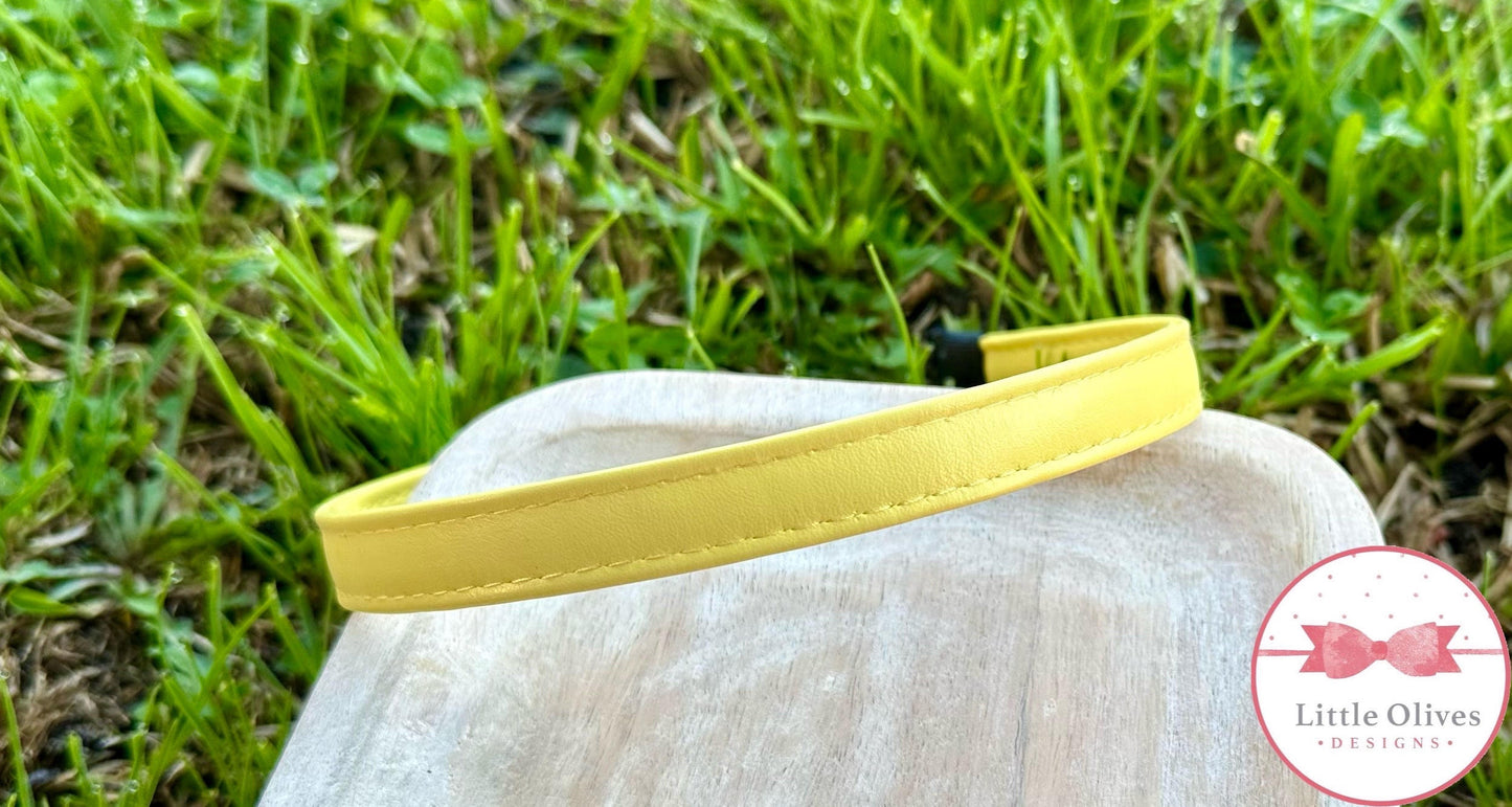 YELLOW FAUX LEATHER HEADBAND