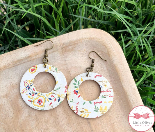 LENCO DOS NAMORADOS GENUINE CORK CIRCLE EARRINGS