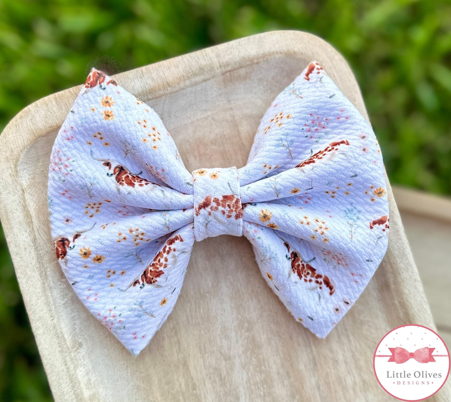 LONGHORNS & WILDFLOWERS FABRIC BOW