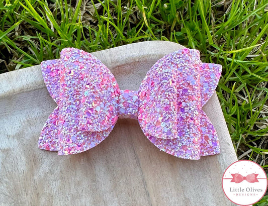 LOVE GIRL CHUNKY GLITTER BOW