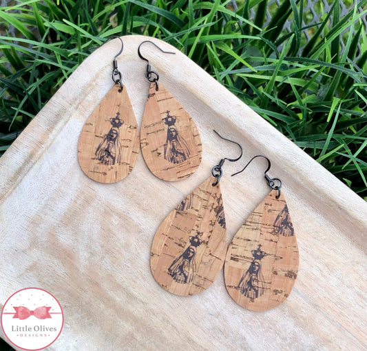 OUR LADY OF FATIMA CORK EARRINGS - 1