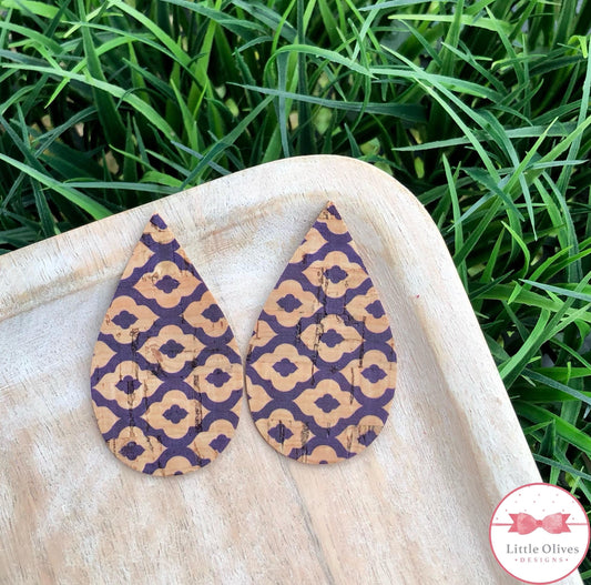 BLUE MOROCCAN CORK EARRINGS