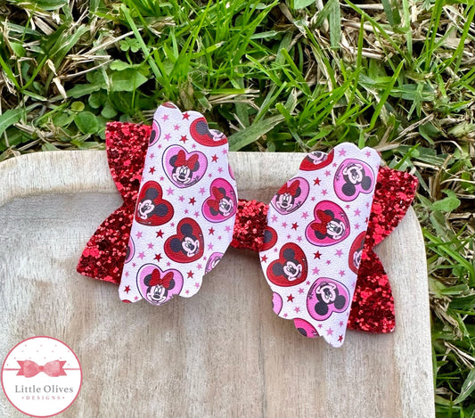 MR & MRS MOUSE HEARTS BOW