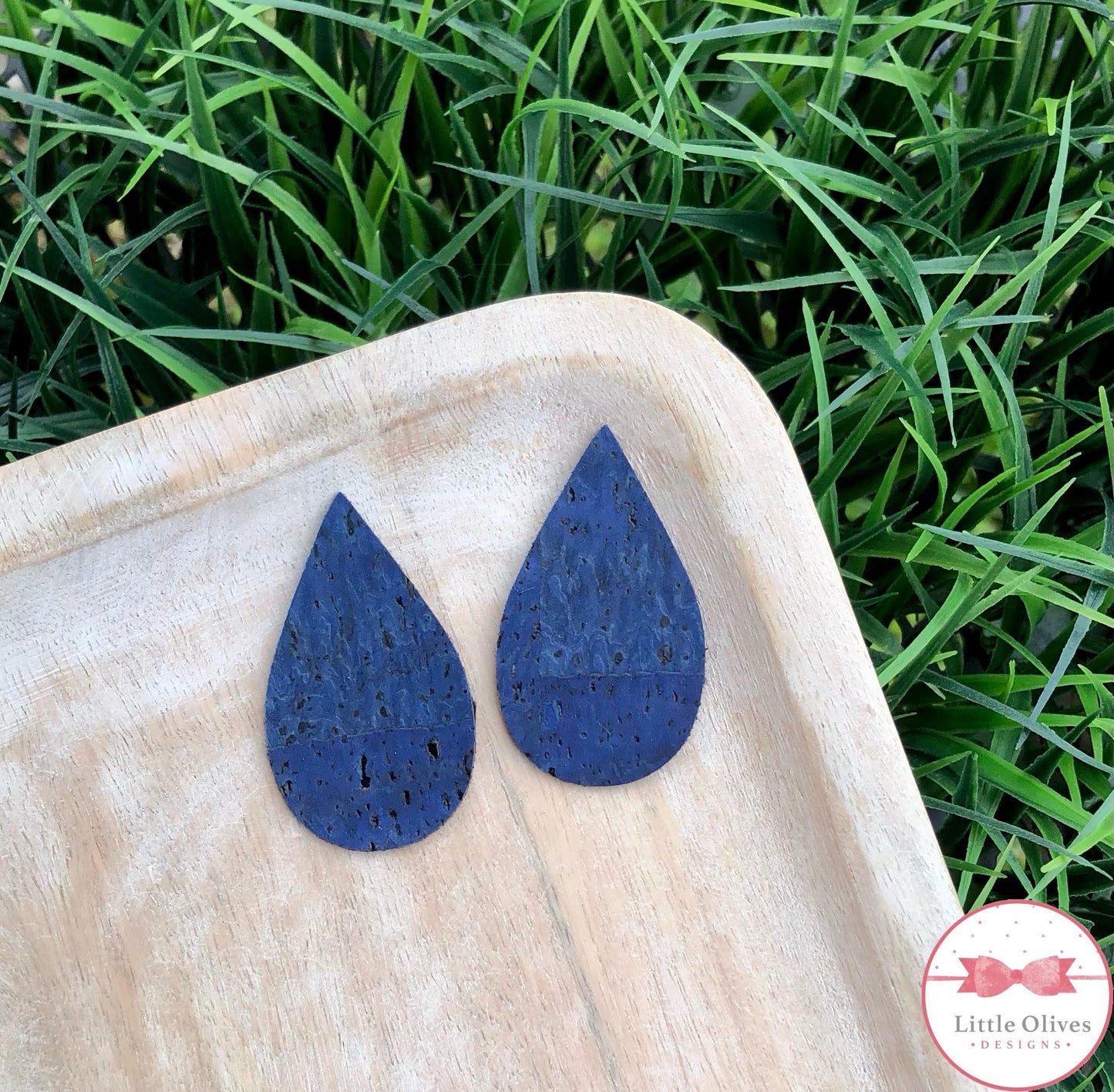 NAVY CORK EARRINGS