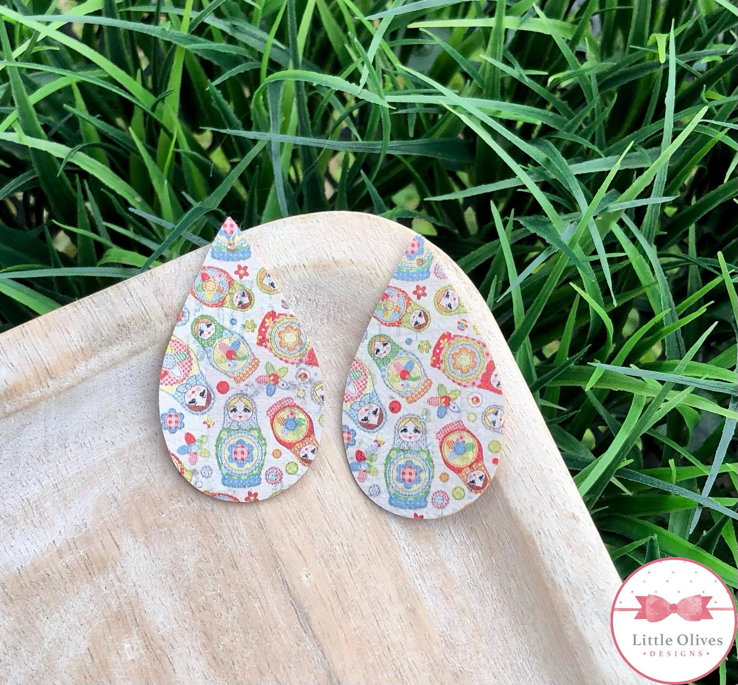 NESTING DOLL CORK EARRINGS