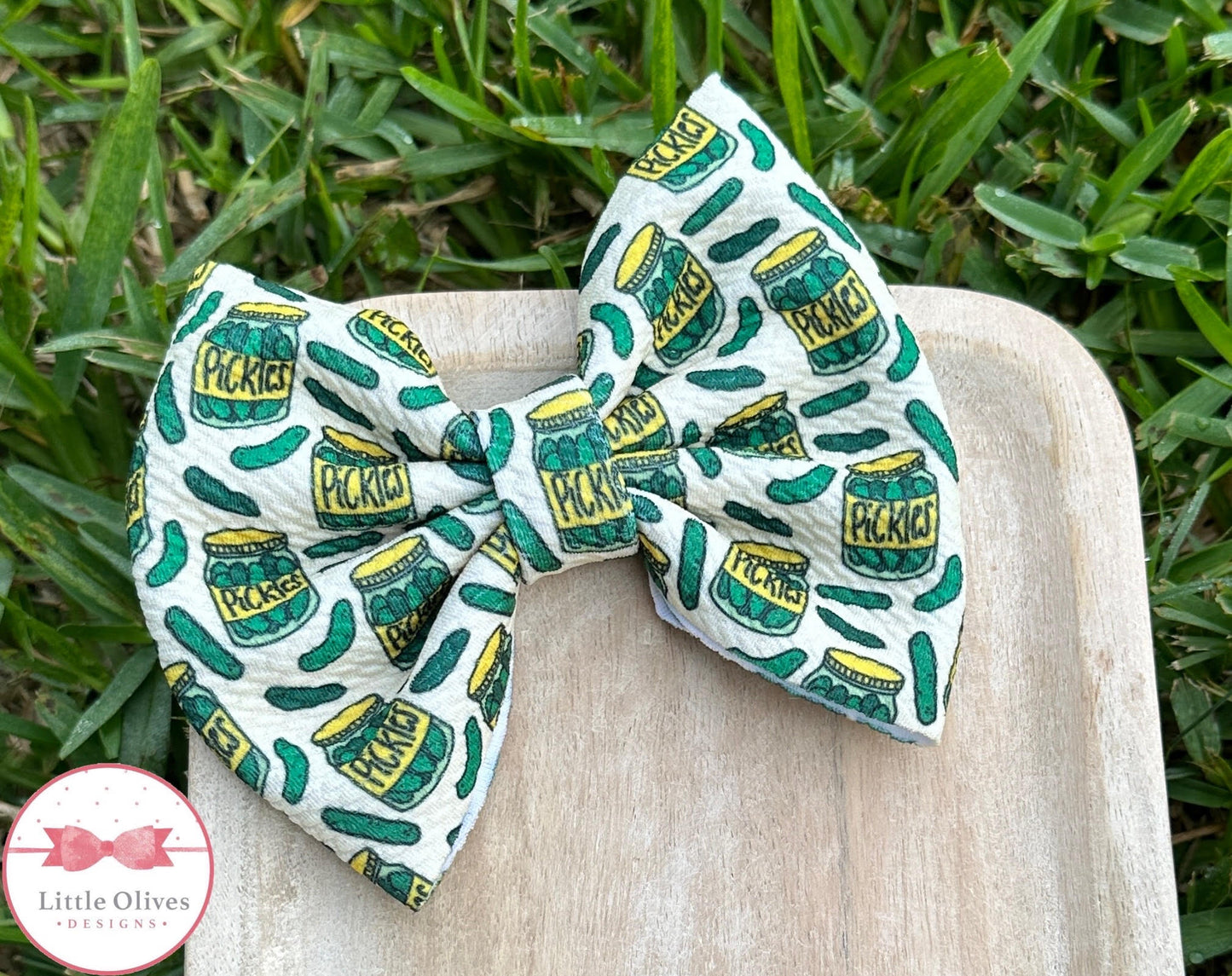 PICKLE LOVER FABRIC BOW