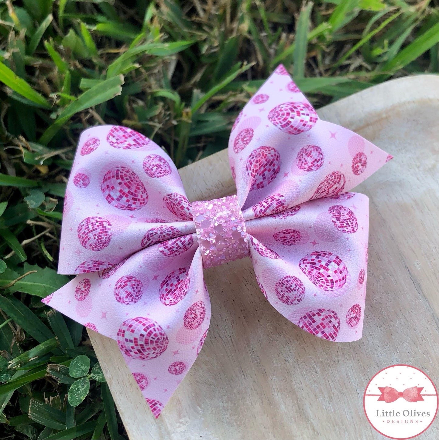 PINK DISCO BALL LARKIN BOW