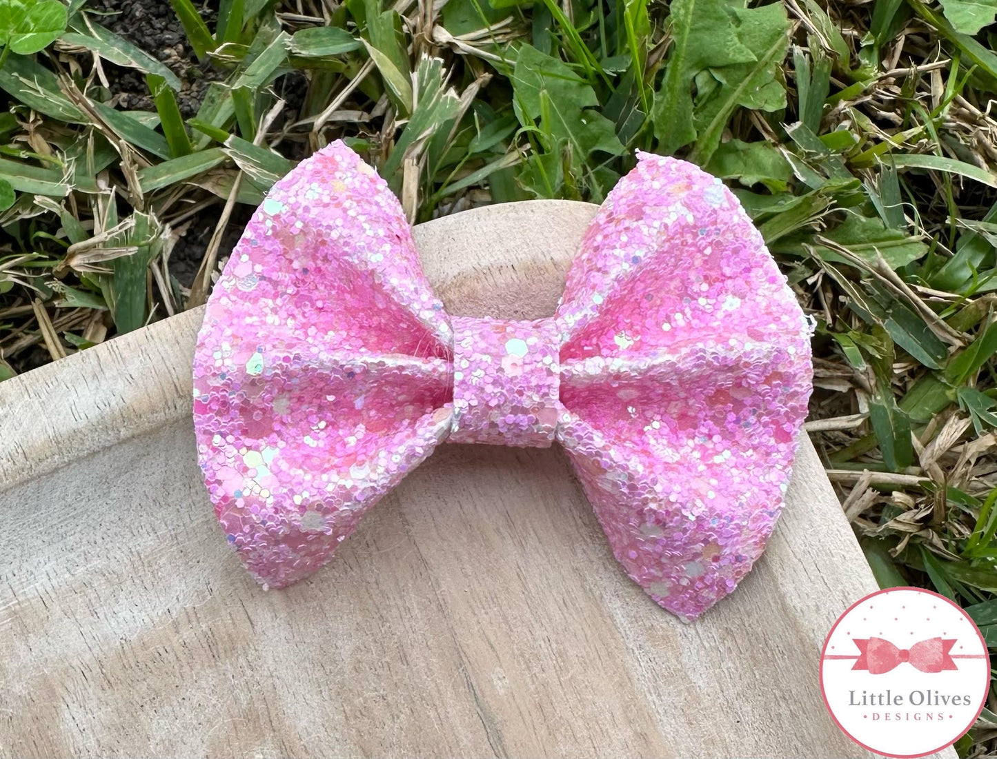 PINK GLITTER MINI PINCH BOW