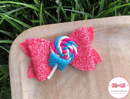 PINK LOLIPOP CLAY BOW