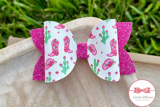 PINK ROSETTE COWGIRL BOW