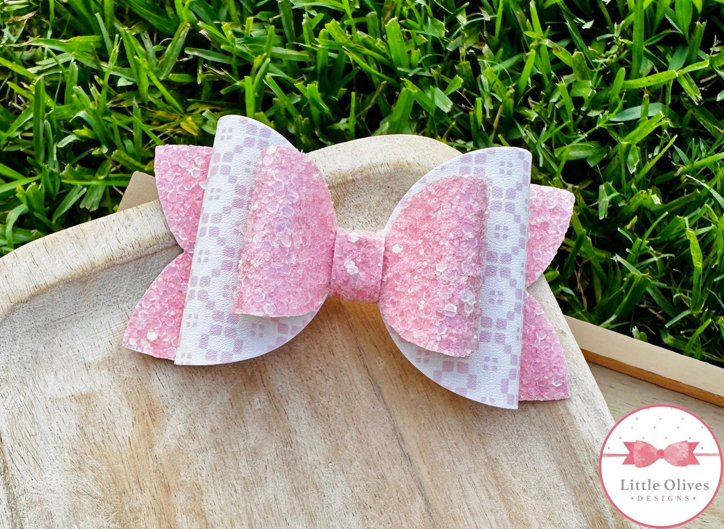 BABY PINK TILES BOW