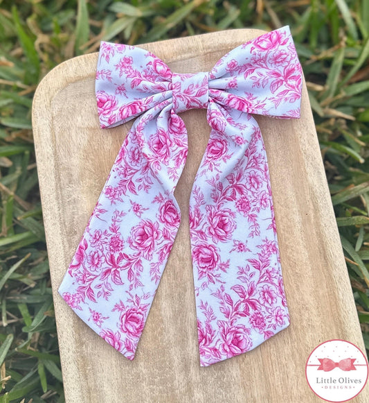 PINK TOILE ROSE LONG SOPHIE BOW