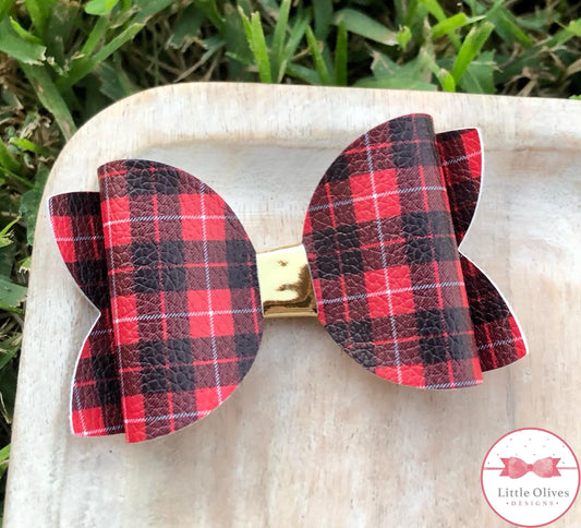 Black & red plaid bow