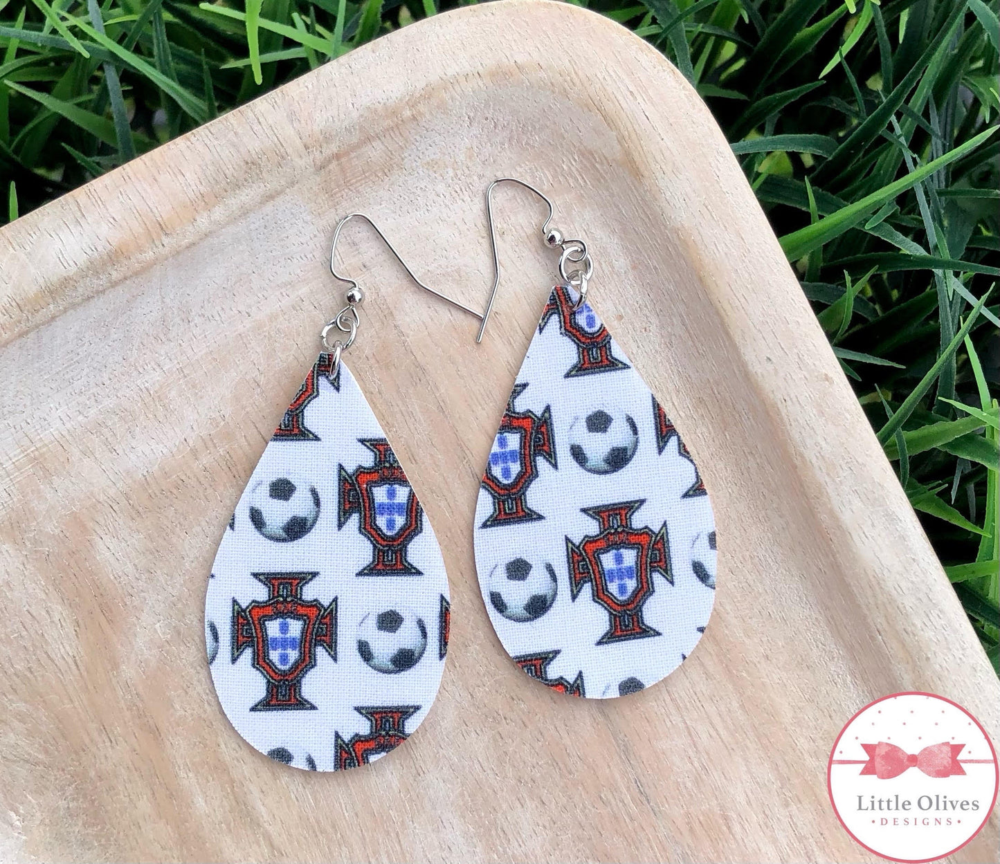 PORTUGAL SOCCER FABRIC EARRINGS