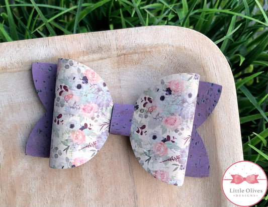 PURPLE FLORAL CORK BOW