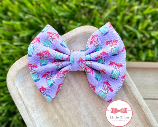 PURPLE MASON JAR FABRIC BOW