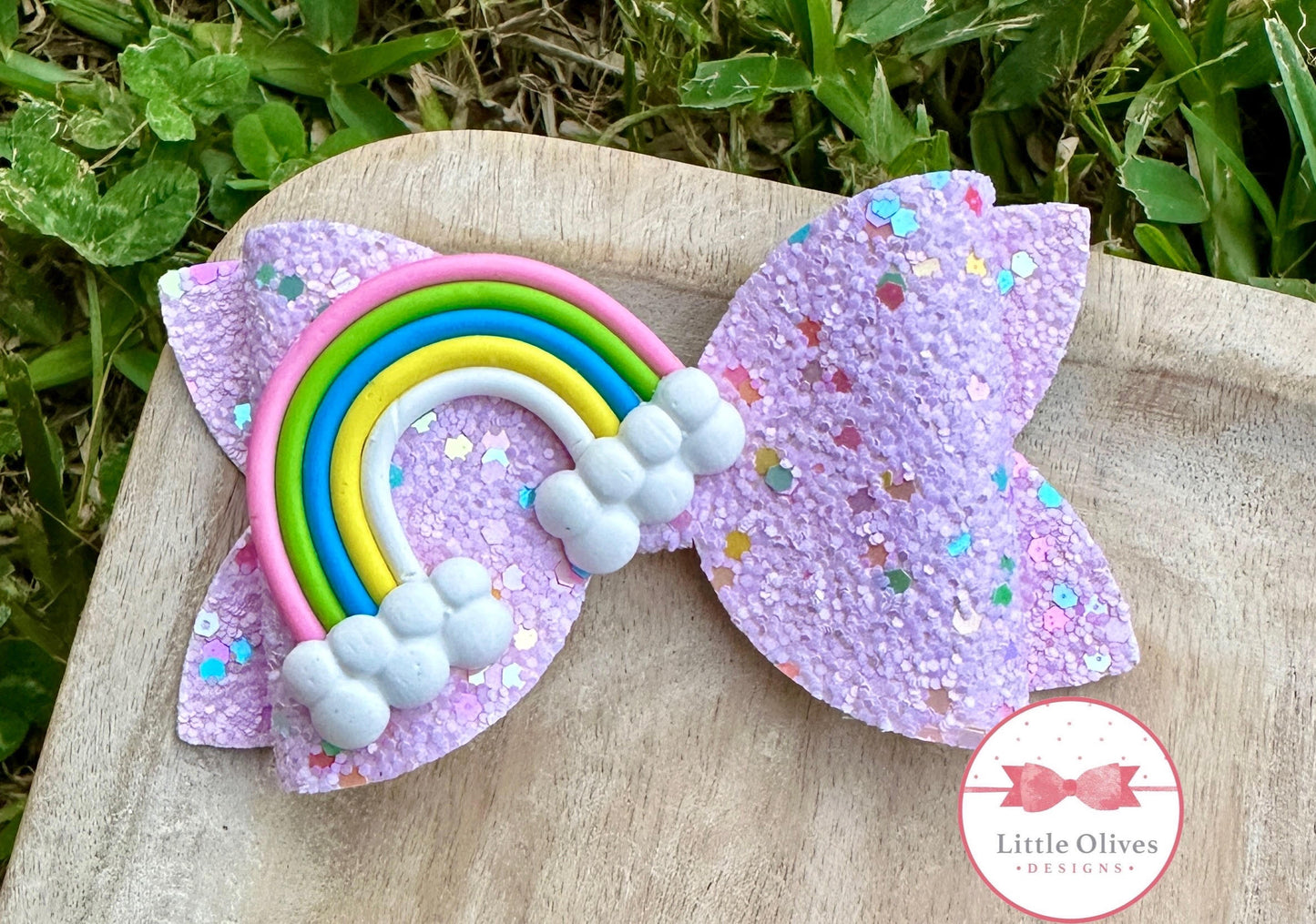 PINK RAINBOW CLAY BOW