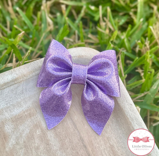 PURPLE HOLO GLITTER SAILOR BOW