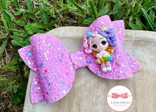 RAINBOW ANGEL GIRL CLAY BOW