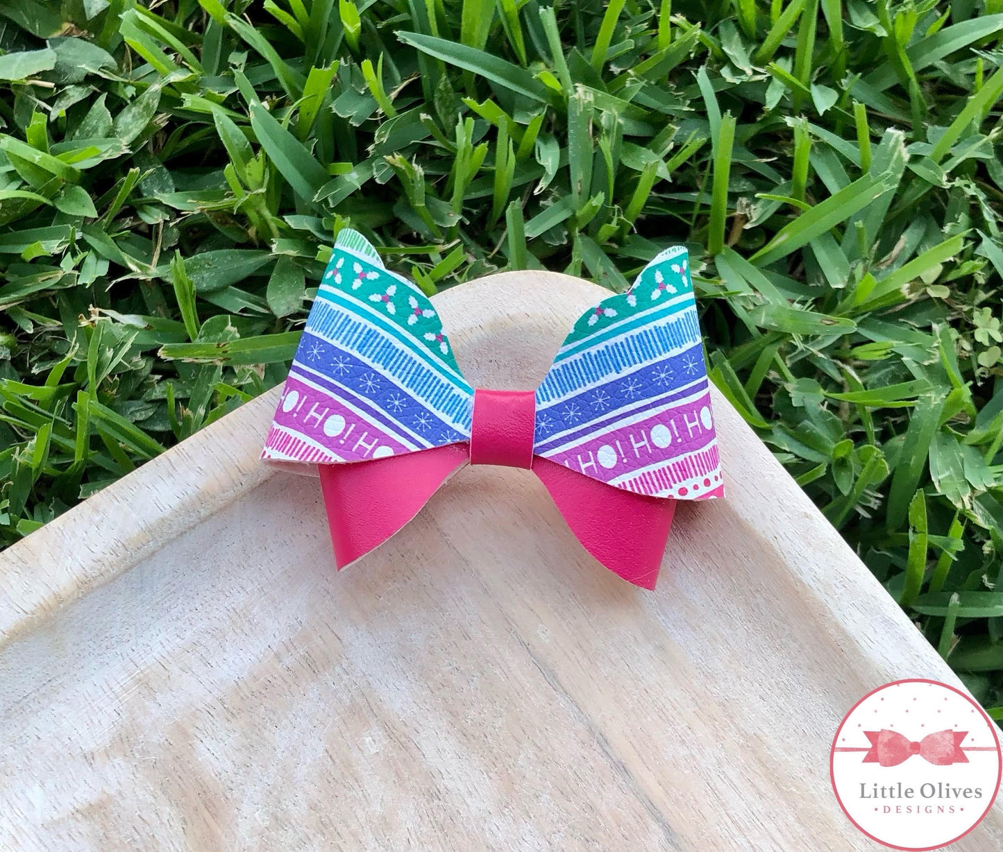 Rainbow Christmas Abby bow