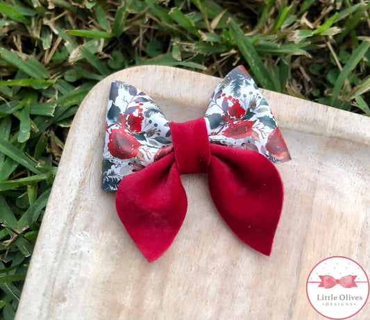 Red velvet sailor bow