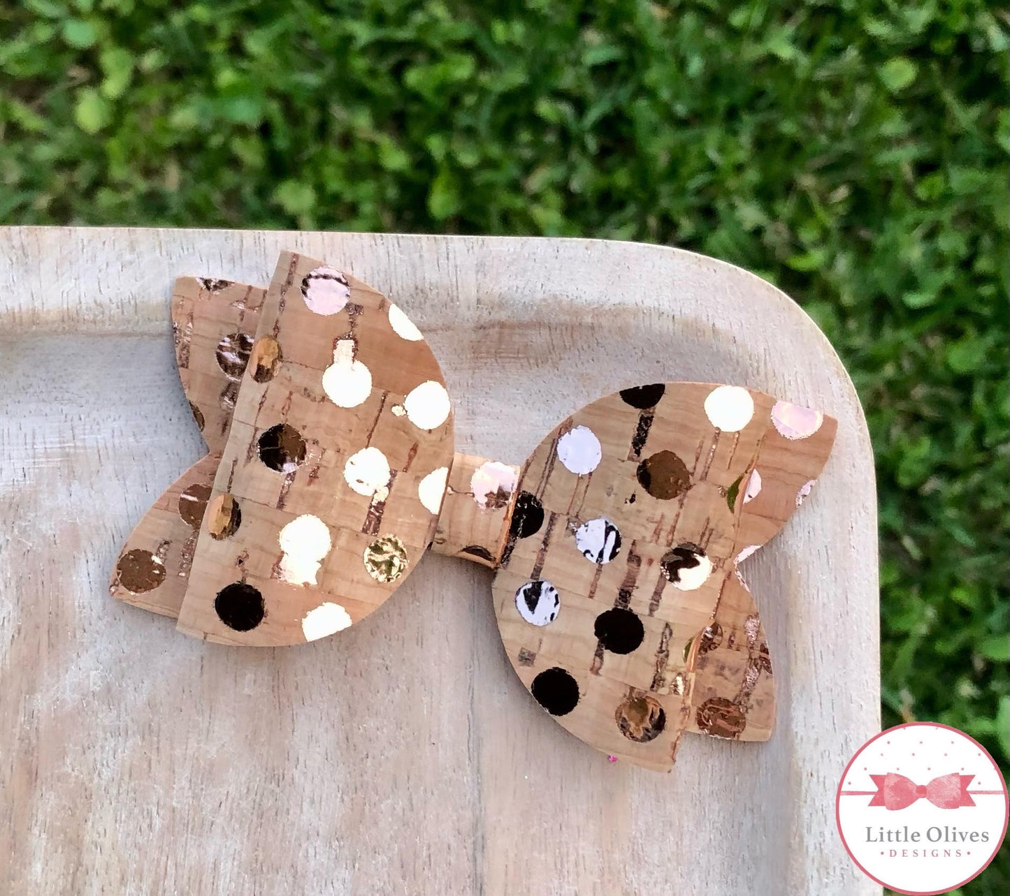 ROSE GOLD DOTS CORK BOW