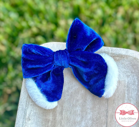 SANTA VELVET SOPHIE BOW - ROYAL BLUE