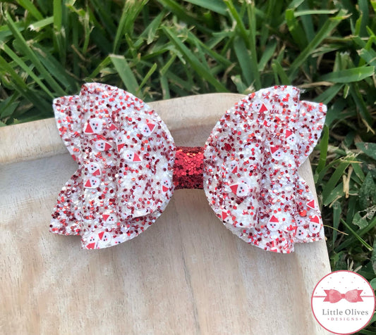 Santa chunky glitter bow