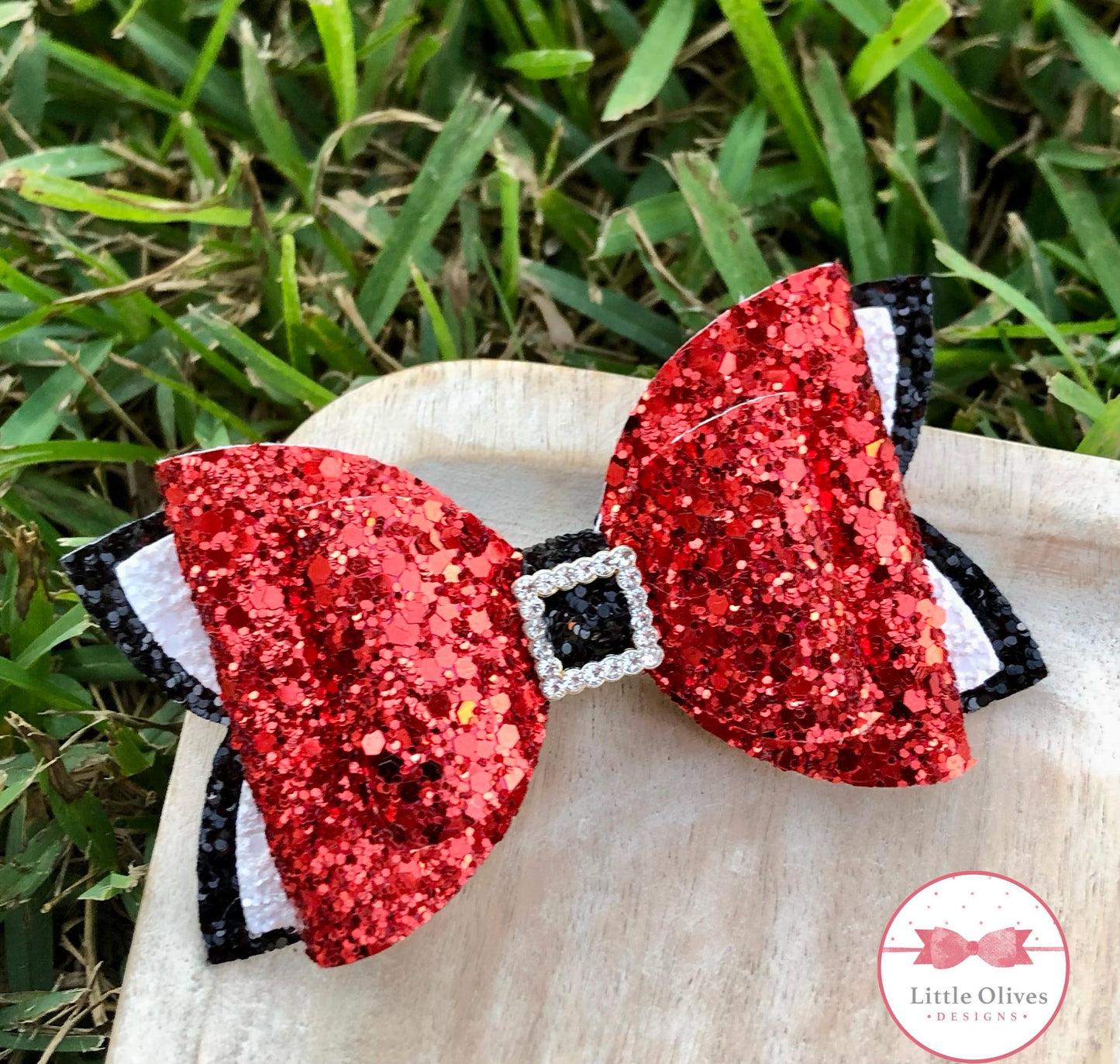 Santa glitter bow