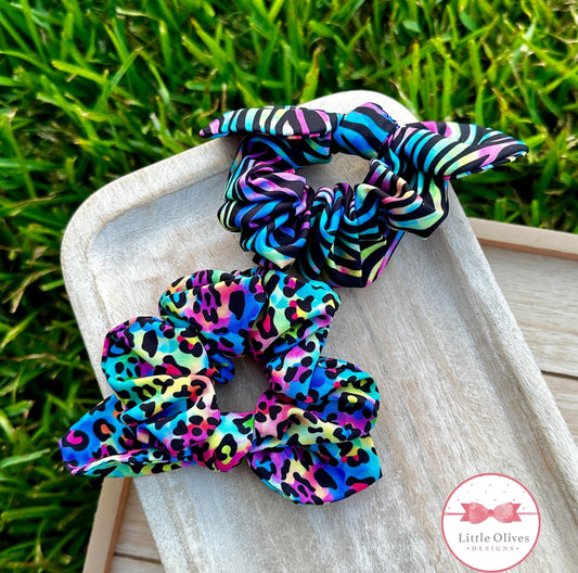 BRIGHT PRNT SCRUNCHIES