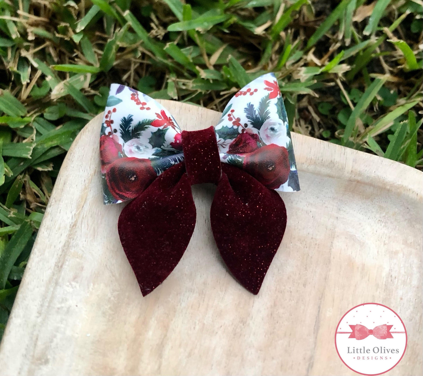 Shimmer velvet rose sailor bow