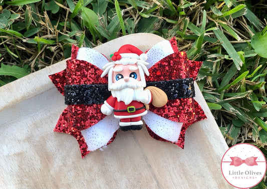 Red Santa clay bow