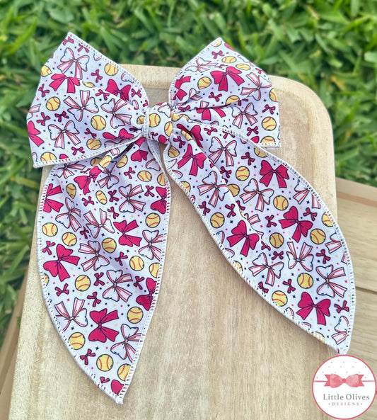SOFTBALLS AND BOWS LARGE SOPHIE BOW